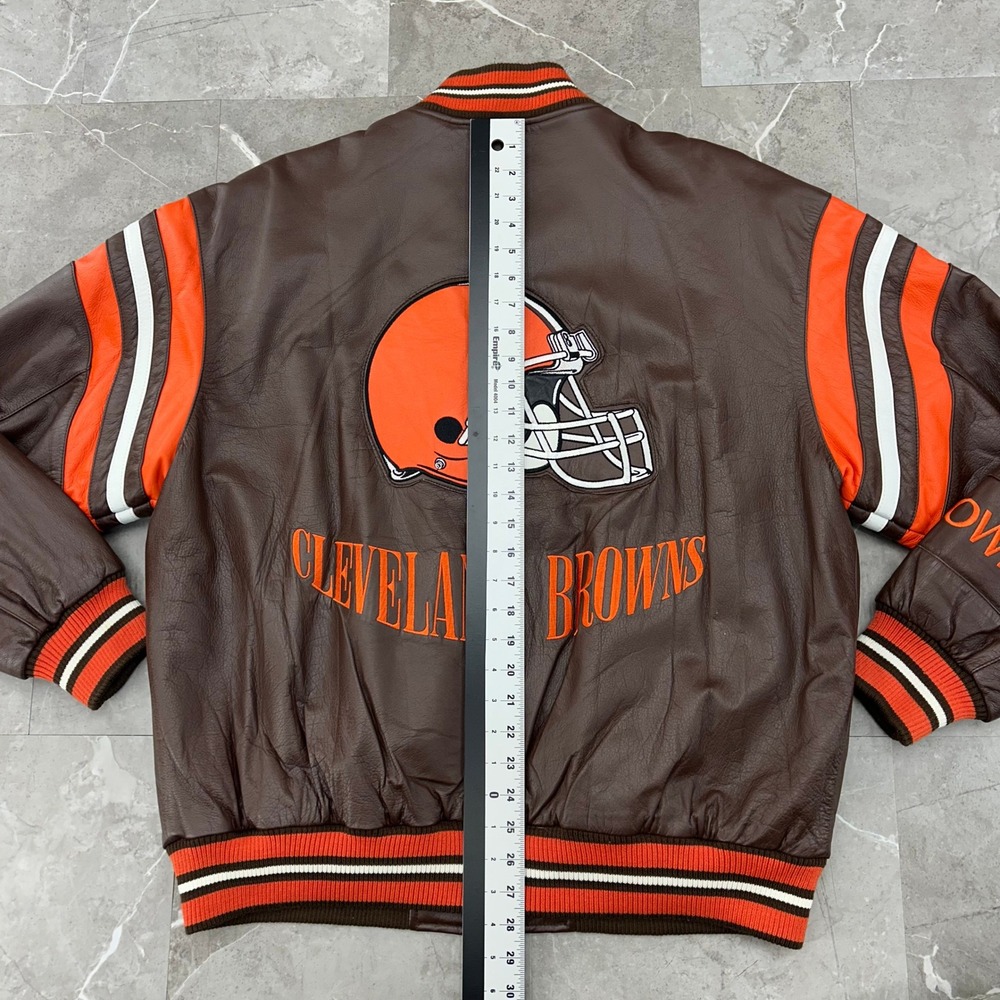 Vintage Cleveland Browns Leather Jacket Mens Large Carl Banks Bomber Coat GIII - Picture 8 of 11